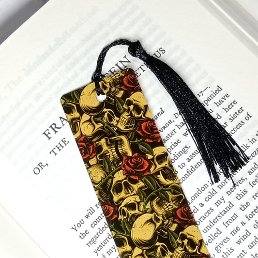 Metal Bookmarks - Skull and Roses