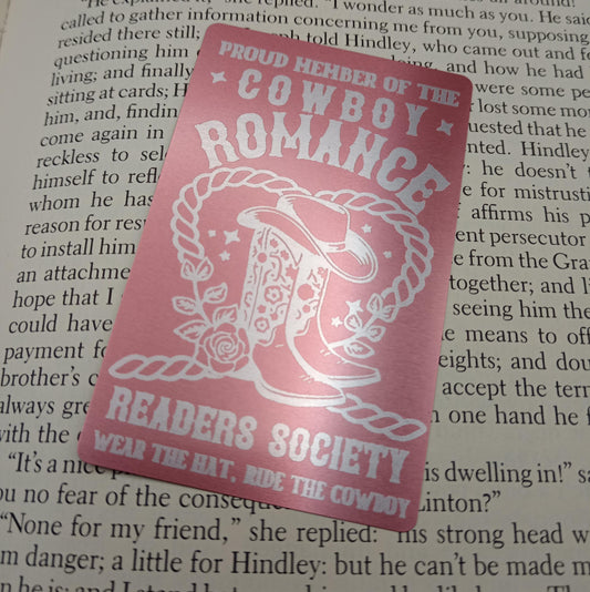 Cowboy Romance Readers Society - Engraved Aluminium Bookmark