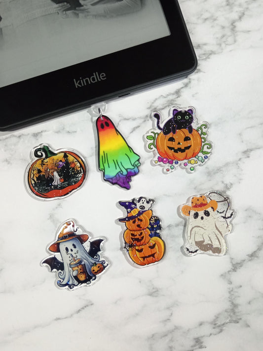 USB Dust Plug Charms - Halloween Ghosts and Pumpkins