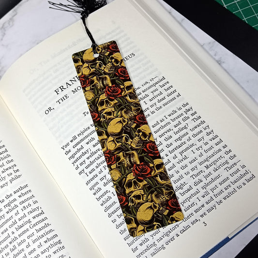 Metal Bookmarks - Skull and Roses