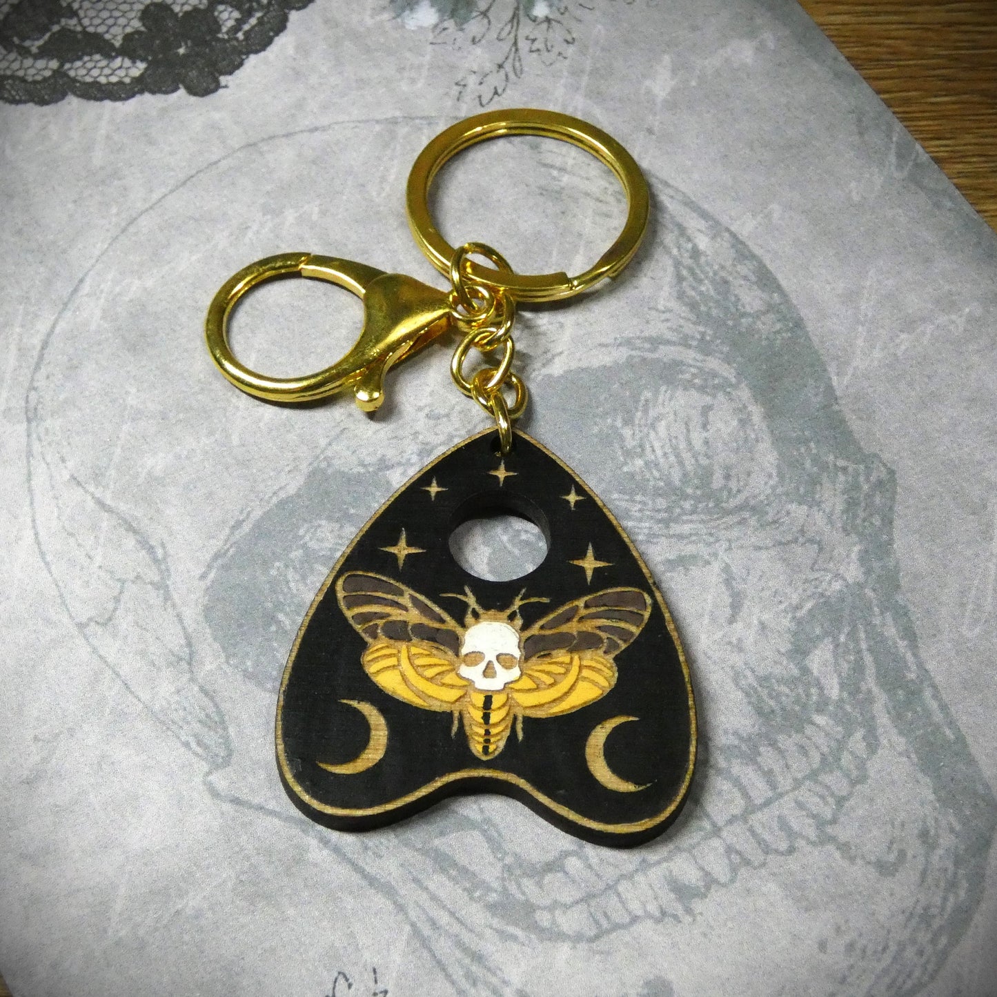 Deaths Head Moth Planchette Keyring