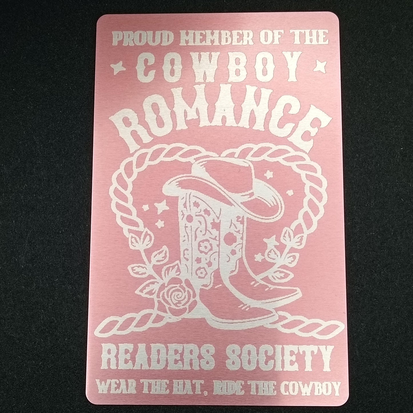 Cowboy Romance Readers Society - Engraved Aluminium Bookmark