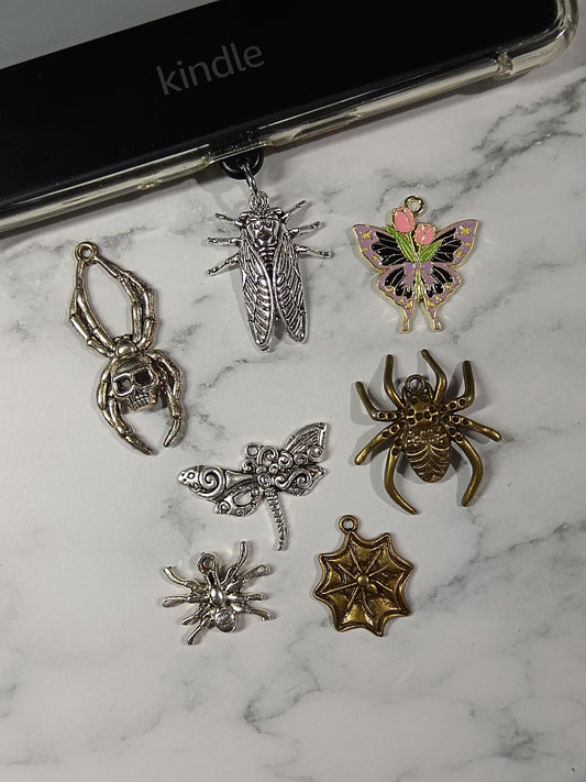 USB Dust Plug E-reader Charms - Bugs and Spiders Themed