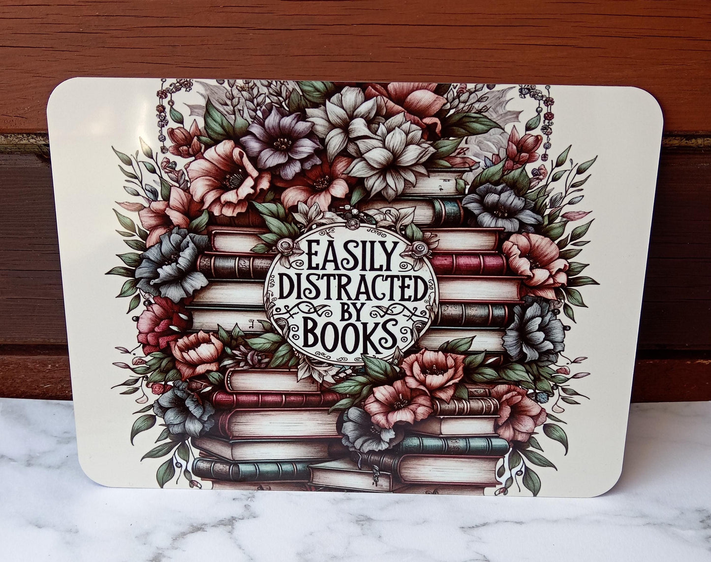 Metal A5 Sized Plaque - Easily Distracted by Books