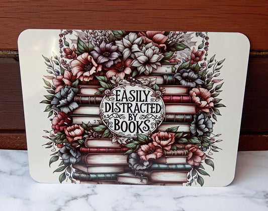 Metal A5 Sized Plaque - Easily Distracted by Books