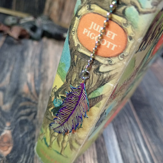 Metal Charm Hook Bookmarks - Feather