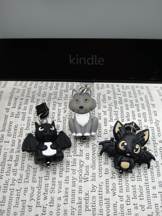 Kindle 3D USB Dust Plug Charms - Bat, Dragon, Wolf
