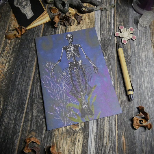 Vintage Underwater Mermaid Skeleton Horror Themed A5 Notebooks