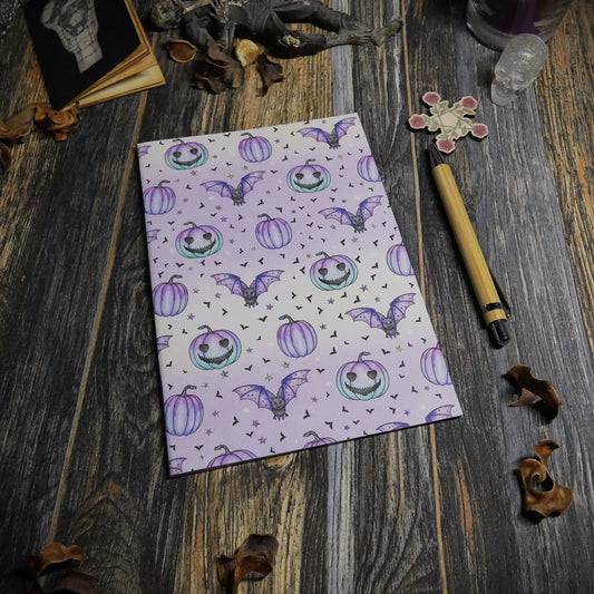 Kawaii Pastel Goth Bats & Pumpkins Themed A5 Notebooks