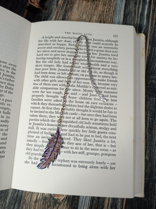 Metal Charm Hook Bookmarks - Feather
