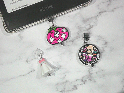 Kindle 3D USB Dust Plug Charms - Pumpkin, Spooky Club, Ghost