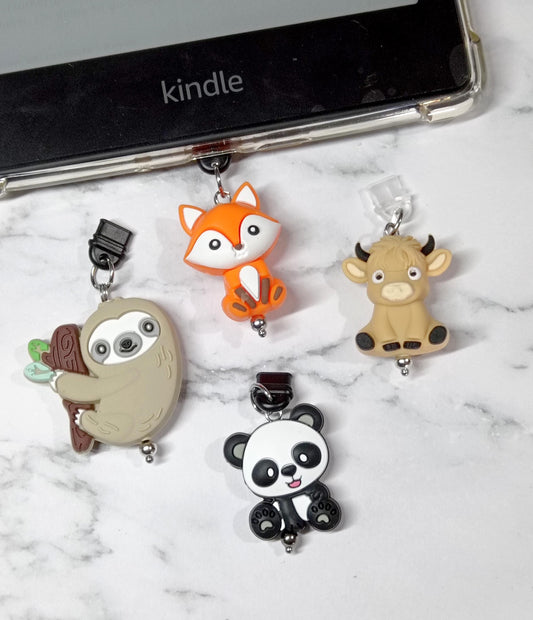 USB 3D Dust Plug Charms - Foxes, Highland Cows, Sloths and Panda