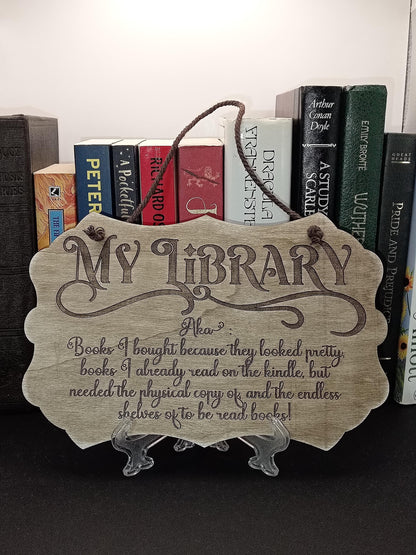 My Library Weathered Effect Plaque