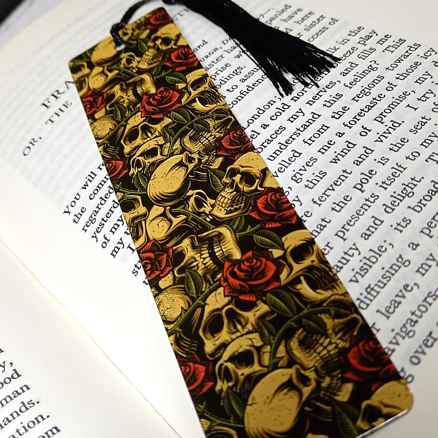 Metal Bookmarks - Skull and Roses