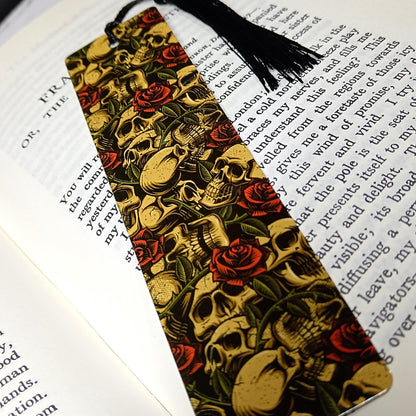 Metal Bookmarks - Skull and Roses