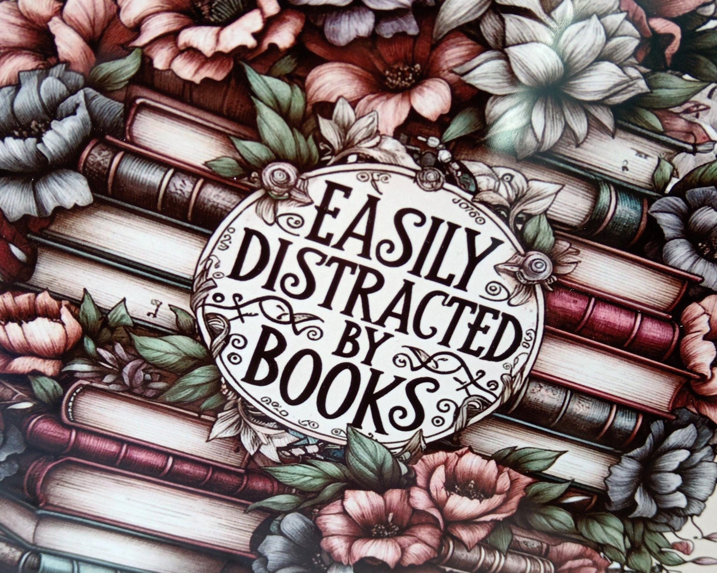 Metal A5 Sized Plaque - Easily Distracted by Books