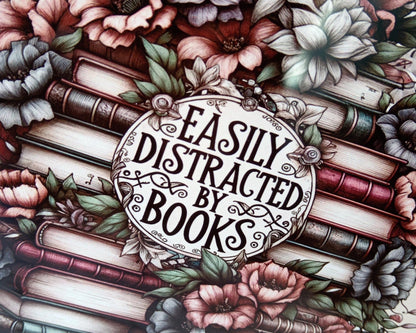 Metal A5 Sized Plaque - Easily Distracted by Books
