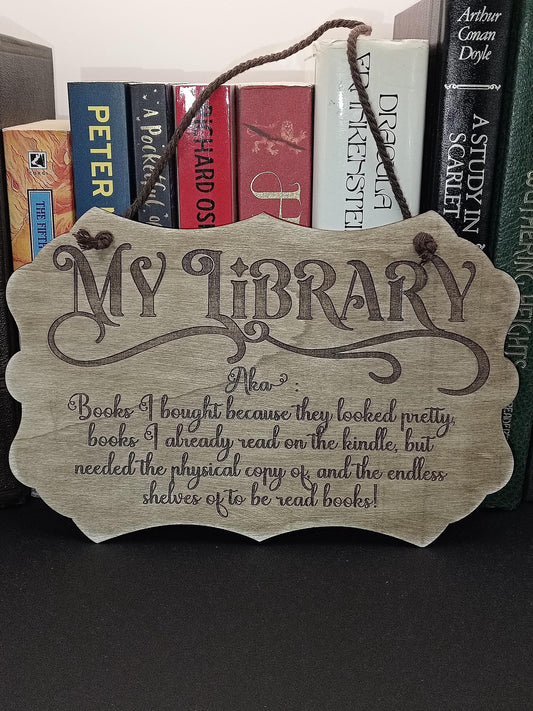My Library Weathered Effect Plaque