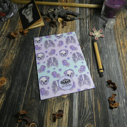 Kawaii Pastel Goth Cute Skeleton Themed A5 Notebooks