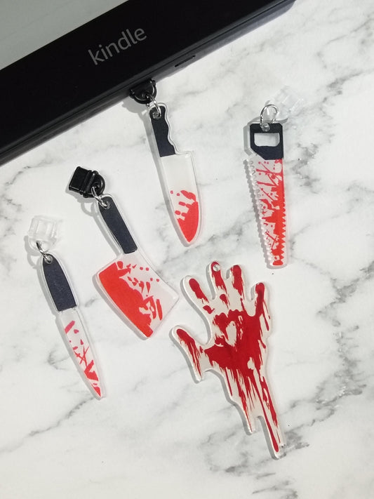USB 3D Dust Plug Charms - Bloody Knives and Handprint