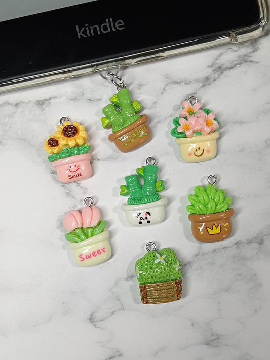 Kindle 3D USB Dust Plug Charms - Cute Plant Pot