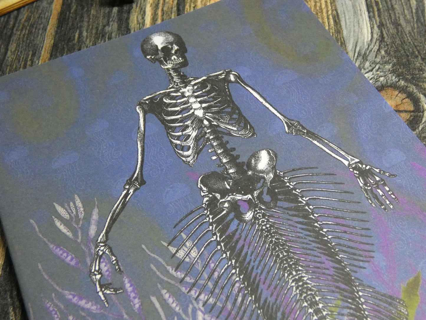 Vintage Underwater Mermaid Skeleton Horror Themed A5 Notebooks