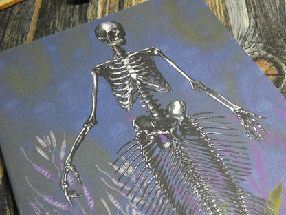 Vintage Underwater Mermaid Skeleton Horror Themed A5 Notebooks