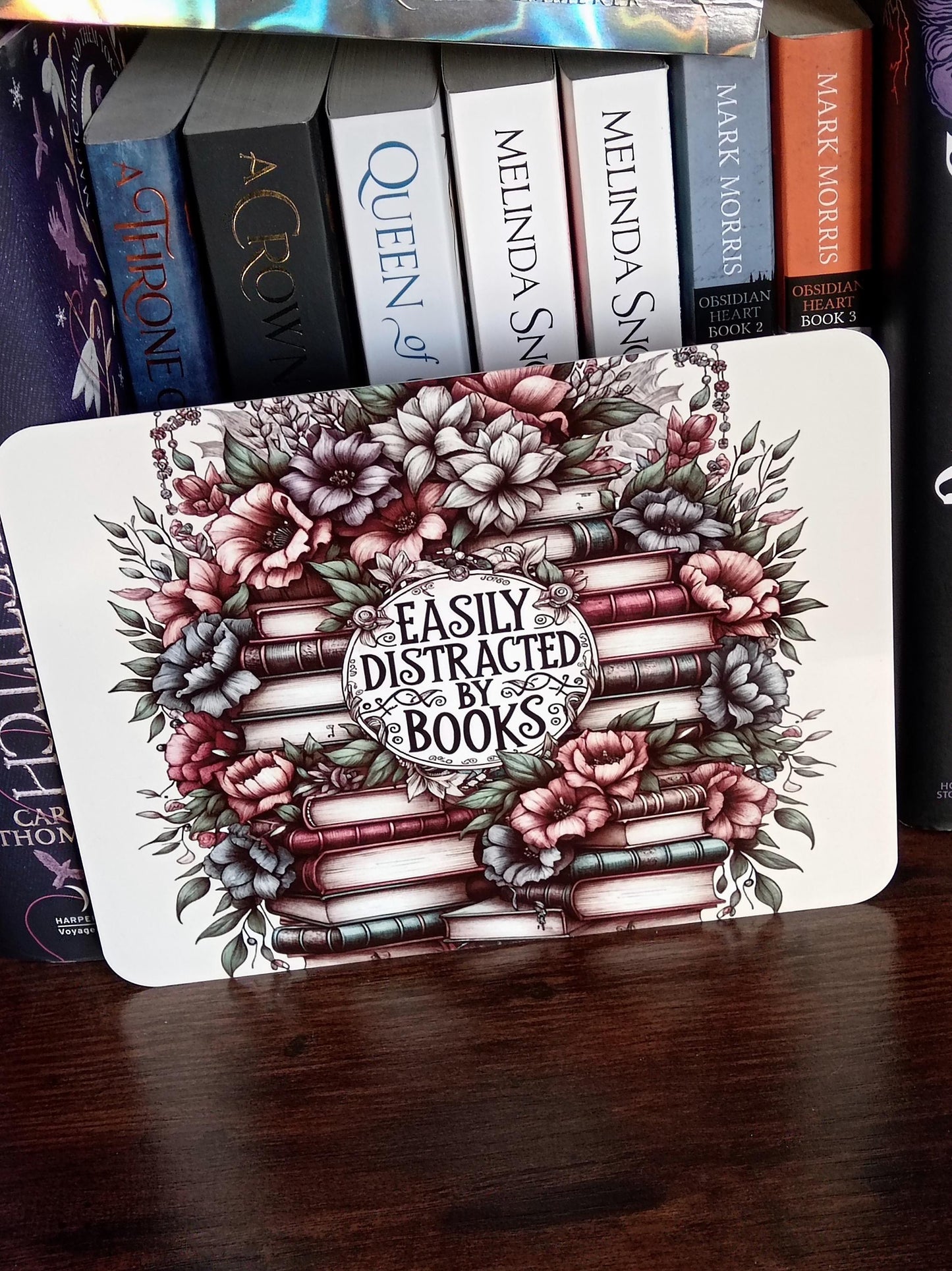 Metal A5 Sized Plaque - Easily Distracted by Books