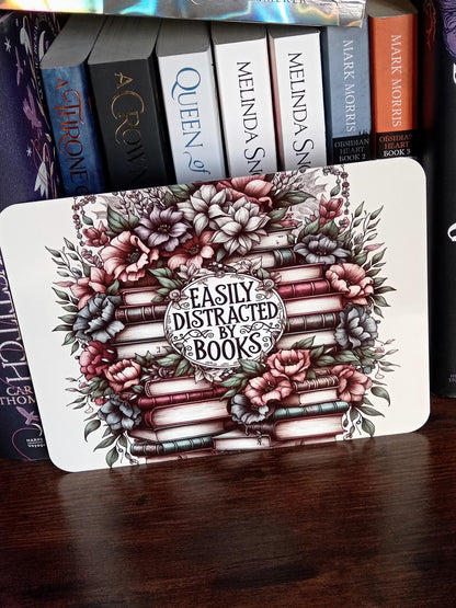 Metal A5 Sized Plaque - Easily Distracted by Books