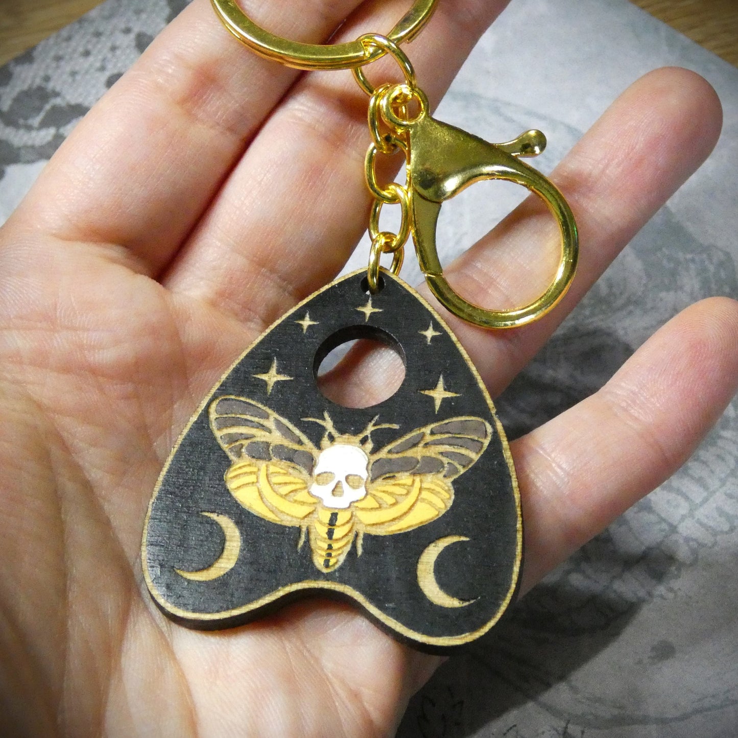 Deaths Head Moth Planchette Keyring